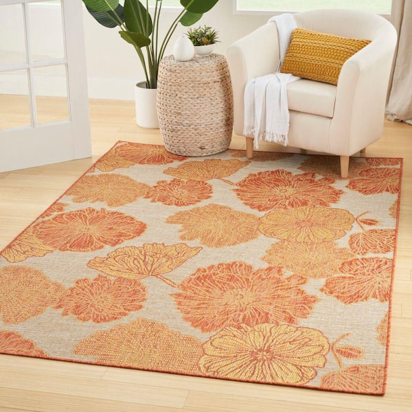 Garden Oasis Coral 4 ft. x 6 ft. Nature-inspired Contemporary Area Rug