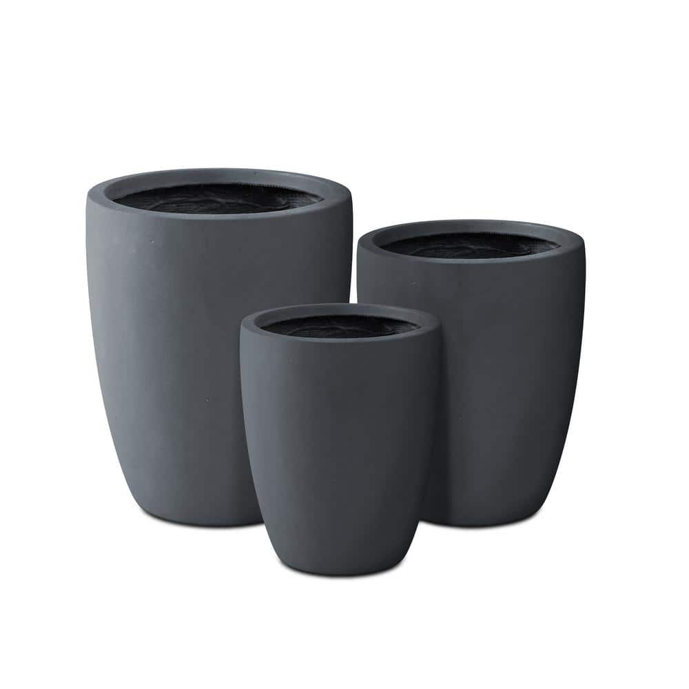 Kante 18.1" 20.4" 22.4" H Round Concrete Modern Tall Planters Set of 3 for Outdoor Indoor, Decorative Plant pots with Drainage Hole & Rubber Plug for Home & Garden Weathered Concrete (B09YBSZ21D)