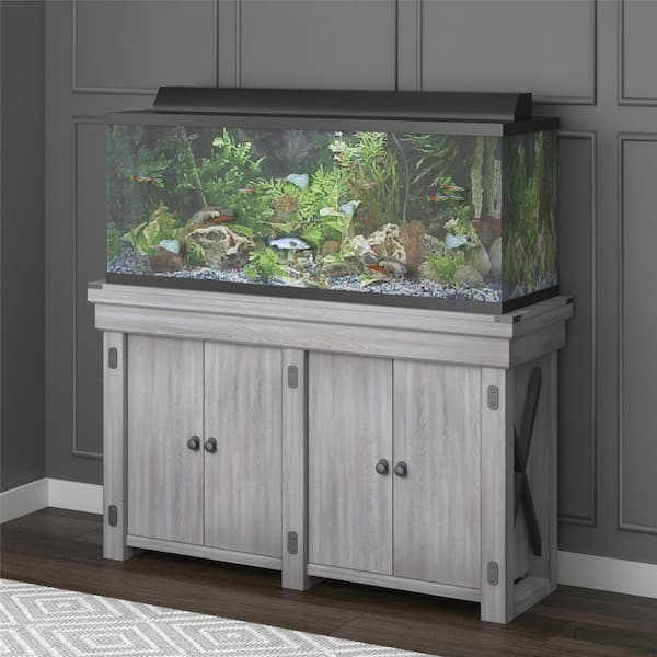 Rustic White 55 Gal Aquarium Stand, Fish Tank Cabinet Stand
