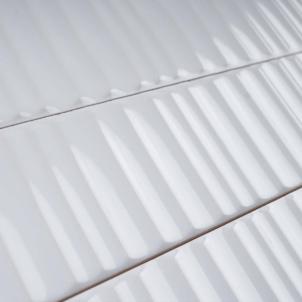 Nova White Glossy Ceramic Subway Wall Tile, 2x12