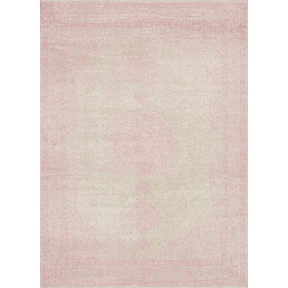 Pink Medallion 9' x 12' Stain-Resistant Synthetic Area Rug
