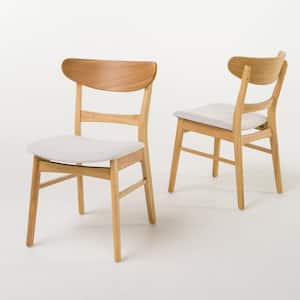 Hassan Light Beige/Oak Finish Fabric Dining Chair (Set of 2)