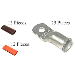 Battery Cable Ends, Lugs, Ring terminals, Connectors, Tin Plated Pure Copper 2 Gauge AWG 3/8 inch (M10) LUG-2-38