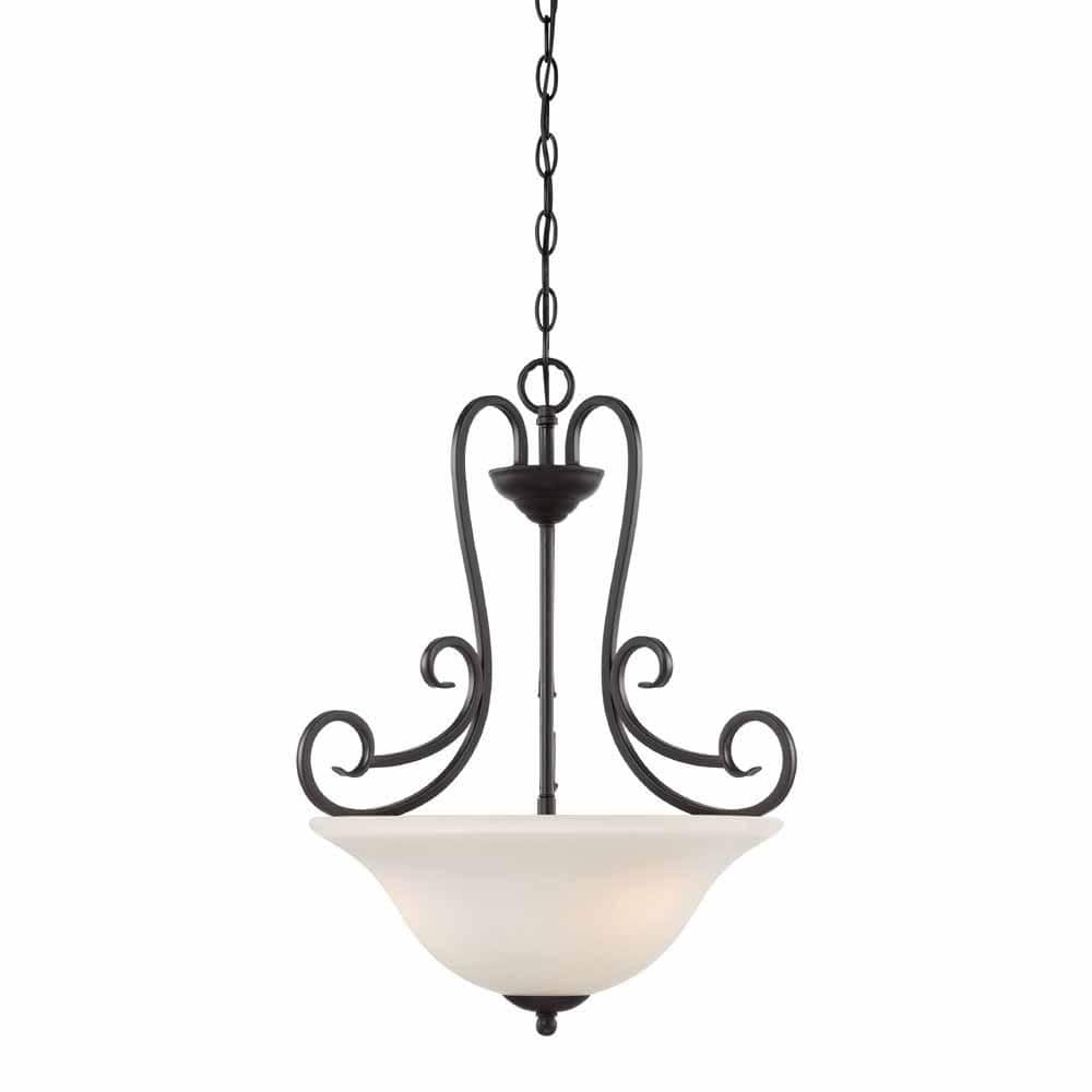 Hampton Bay 3Light Satin Bronze Interior Inverted Pendant HB258134