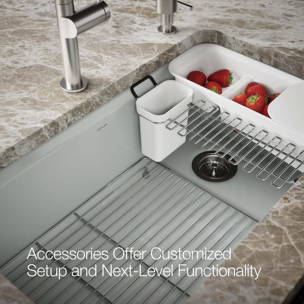KOHLER Riverby Undermount Cast-Iron 33 in. 5-Hole Single Bowl
