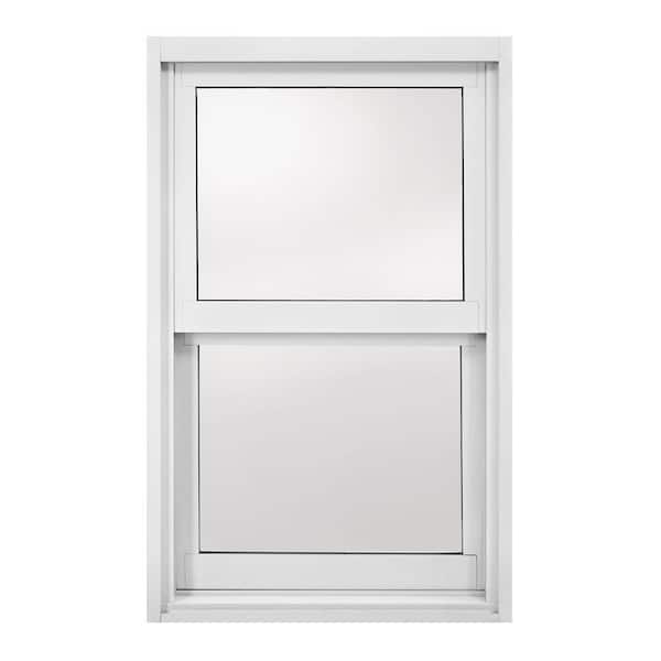 JELD-WEN 23.5 in. x 47.5 in. A-200 Series White Painted Aluminum Single Hung Window with Fiberglass Mesh Screen