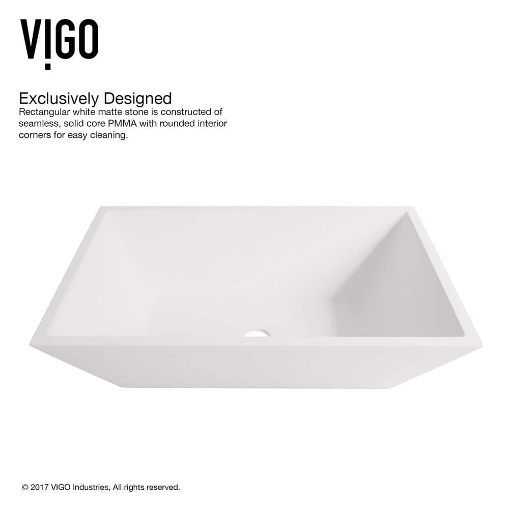 Elegant White Acrylic 18" Rectangular Vessel Bathroom Sink