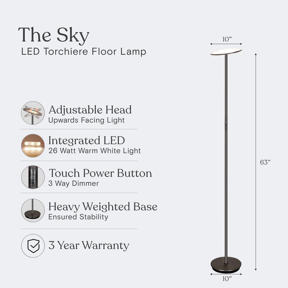 Bronze Torchiere 63" LED Floor Lamp with Energy Star