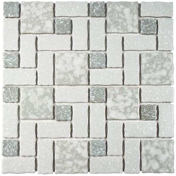 Merola Tile Academy Grey 11-3/4 in. x 11-3/4 in. Porcelain Mosaic Tile (9.8 sq. ft./Case)