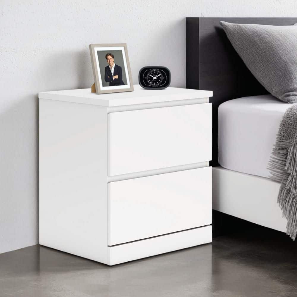 Onira White 2-Drawer 18.25 in. W Nightstand