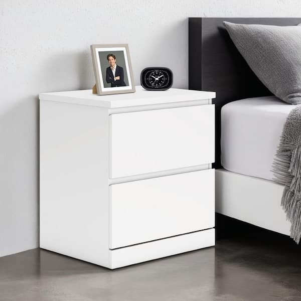 Onira White 2-Drawer 18.25 in. W Nightstand