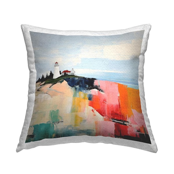 Stupell Industries Abstract Lighthouse Scenery Multi-Color Square Outdoor Throw Pillow