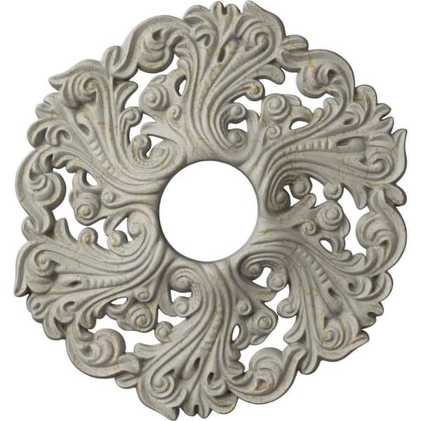 Ekena Millwork 1-3/4 in. x 19-5/8 in. x 19-5/8 in. Polyurethane Orrington Ceiling Medallion, Pot of Cream Crackle