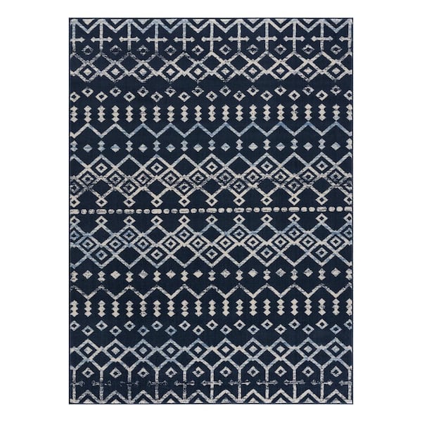 Beverly Rug 5 X 7 Navy Cream Laguna Boho Moroccan Indoor Area Rug