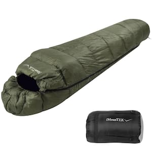 Olive Green Polyester Cotton 3 Season Warm & Cold Weather Mummy Sleeping Bag for Adult w/Water Resistant & Moist Proof