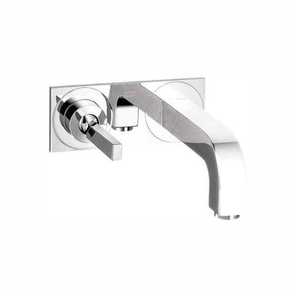 Hansgrohe Citterio Single-Handle Wall Mount Bathroom Faucet with Low-Arc and Baseplate in Chrome