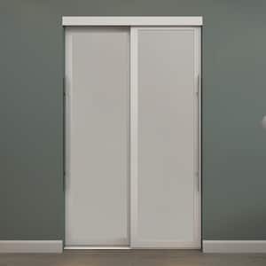 48 in. x 80.5 in. White Lounge MDF Frosted Sliding Closet Door