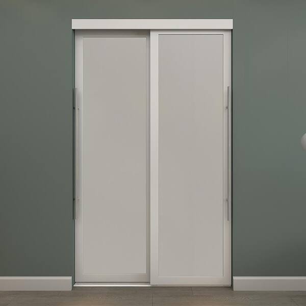 Unbranded - 60 in. x 80.5 in. White Lounge MDF Frosted Sliding Closet Door