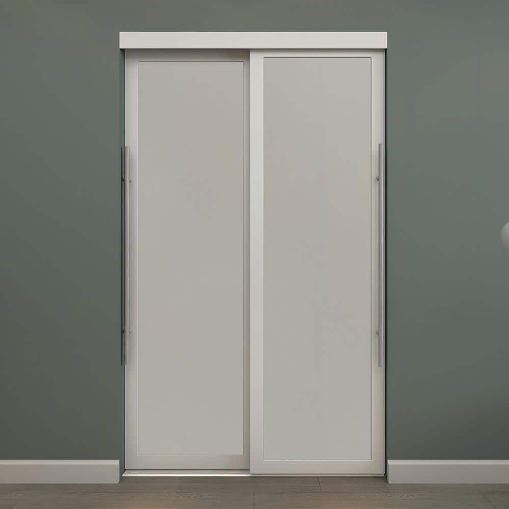 72 in. x 80.5 Lounge Frosted White MDF Sliding Closet Door with Handle