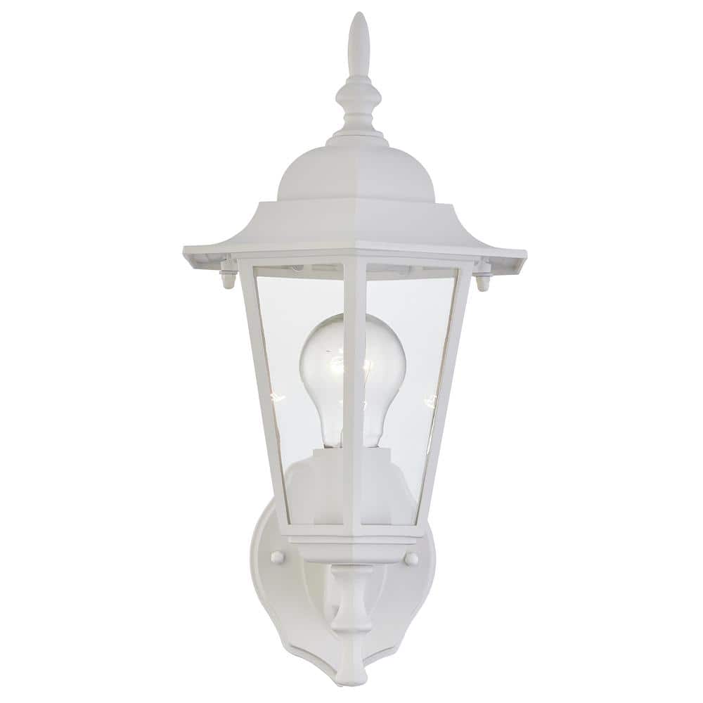 White Aluminum and Glass Outdoor Wall Lantern Set