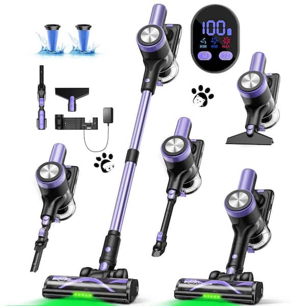 6 in 1 Bagless Stick Vacuum with HEPA Filter, 46 kPa Suction, Max to 55 Mins Runtime Battery, 1.5 L