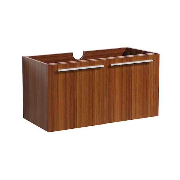 Vista 30 in. Modern Wall Hung Bath Vanity Cabinet Only in Teak