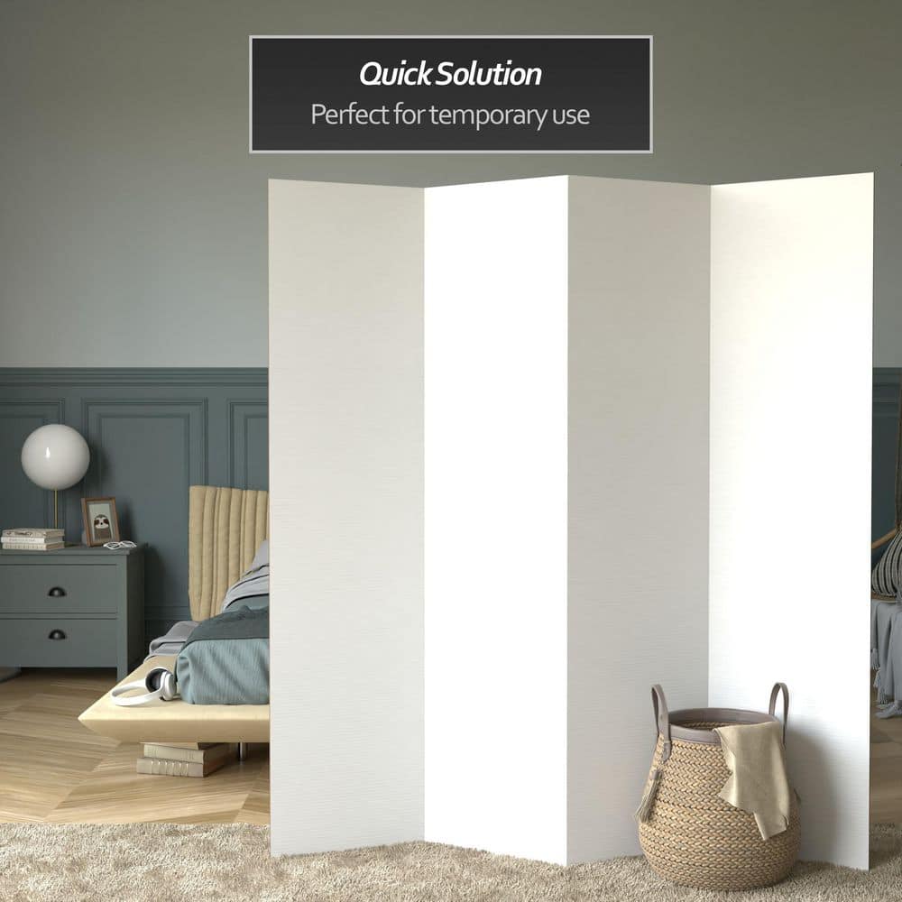 6 ft. Tall White Cardboard Folding Room Divider - 4 Panel