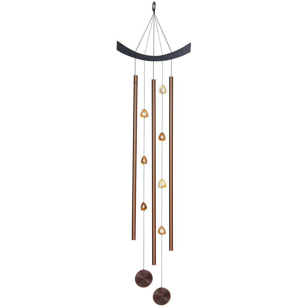 Bronze and Tiger's Eye Feng Shui Wind Chime, 41"