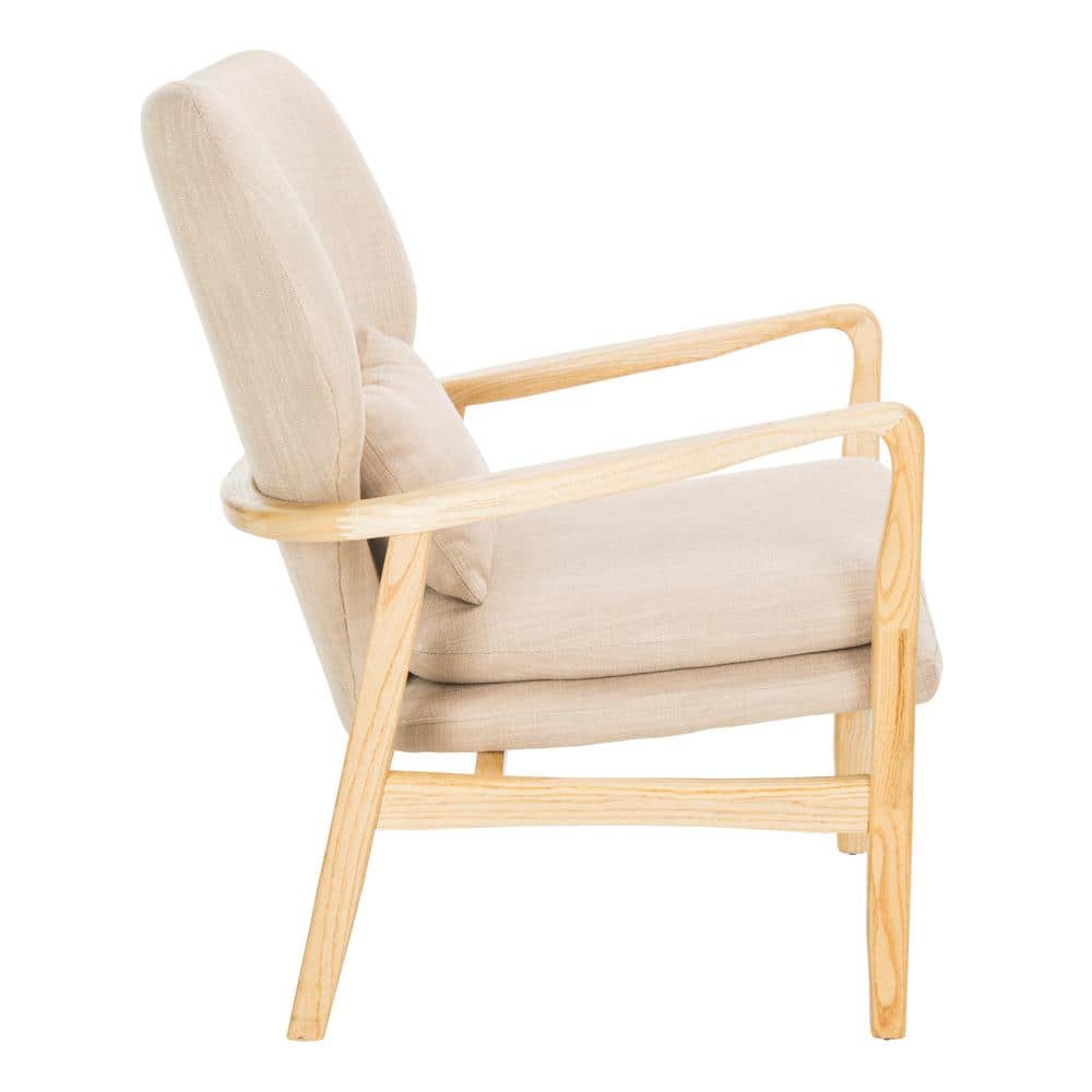 Tarly Beige Natural Elm Wood Transitional Arm Chair