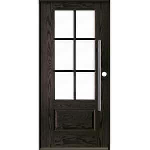 Modern Faux Pivot 36 in. x 80 in. 6-Lite Left-Hand/Inswing Clear Glass Baby Grand Stain Fiberglass Prehung Front Door