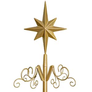 6.4 ft. Golden Color Metal Artificial Christmas Tree Frame Stand with Hooks for Decorative Ornaments