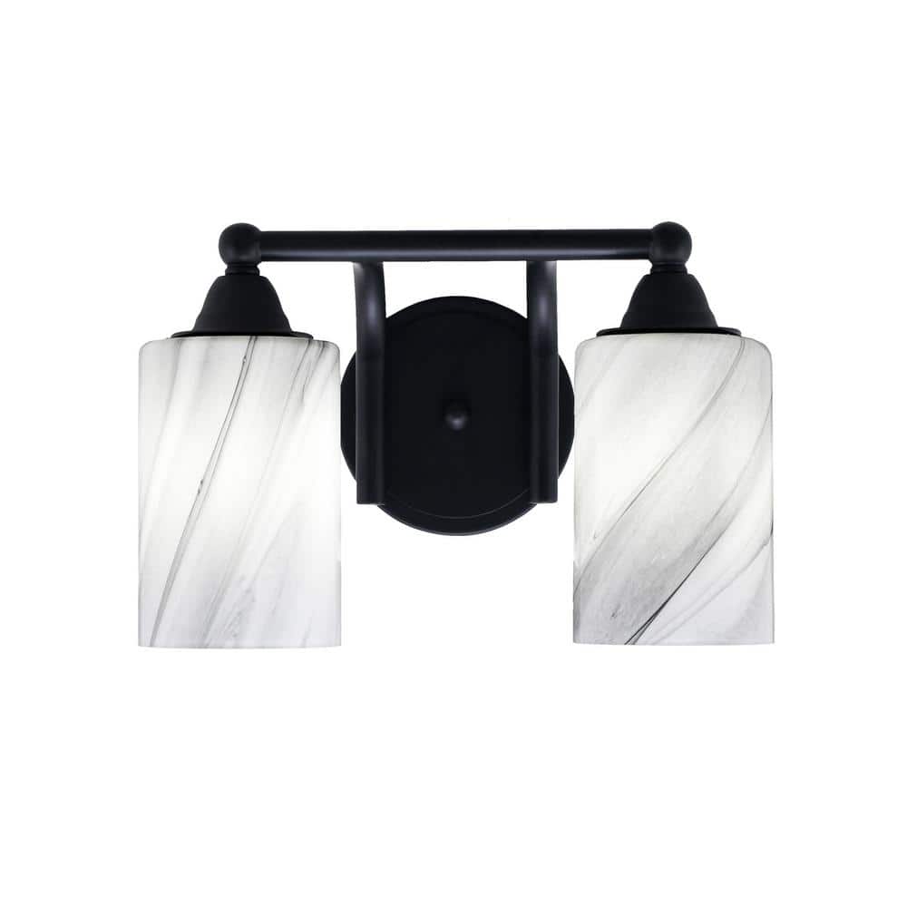 Madison 6.5 in. 2-Light Bath Bar, Matte Black, Onyx Swirl Glass Vanity Ligh