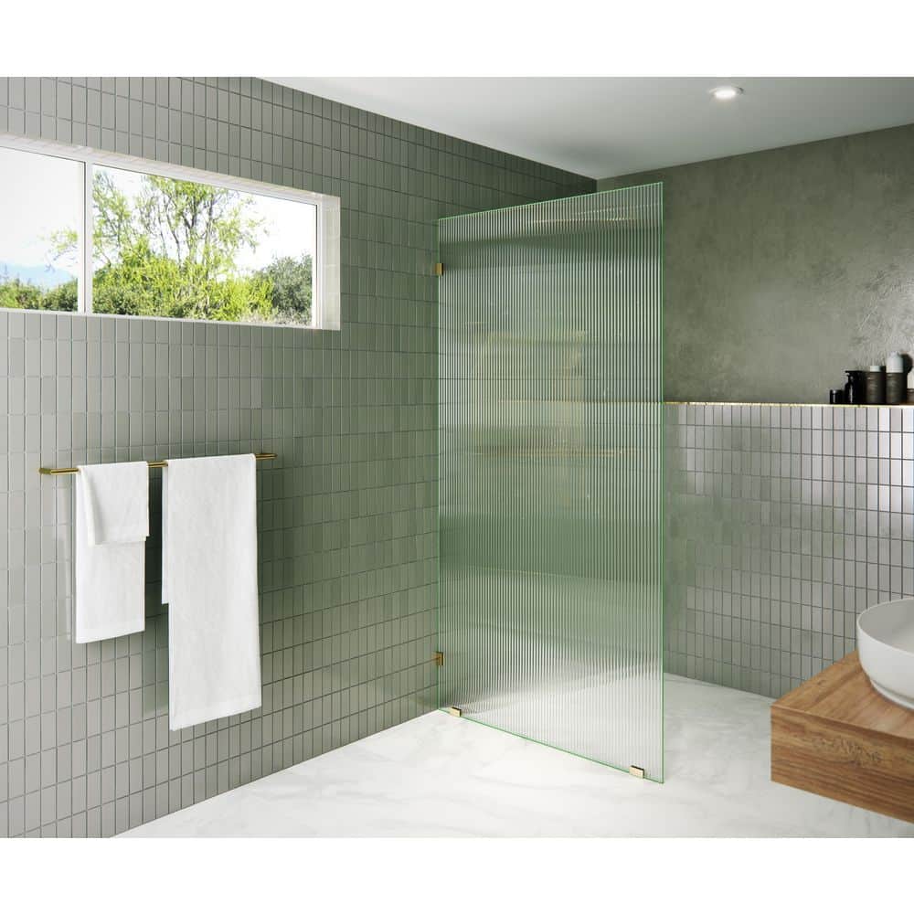 40 in. W x 78 in. H Frameless Single Fixed Panel Shower Door with Fluted Tempered Glass Without Handle price history on PriceWatchPro