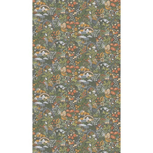 77.2 in. x 133.9 in. Green Taget Dark Green Wall Mural