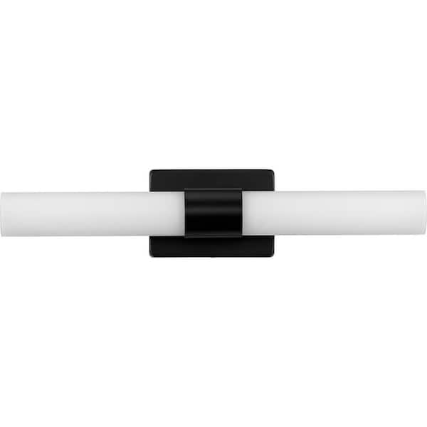 Progress Lighting Blanco LED Collection 22" Matte Black Etched White Glass Modern Bath Vanity Light