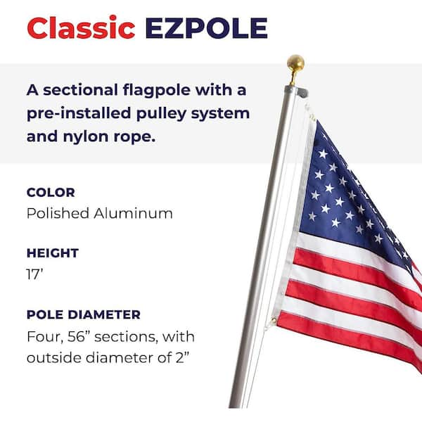 Classic 17 ft. Sectional Flagpole Kit with Rope