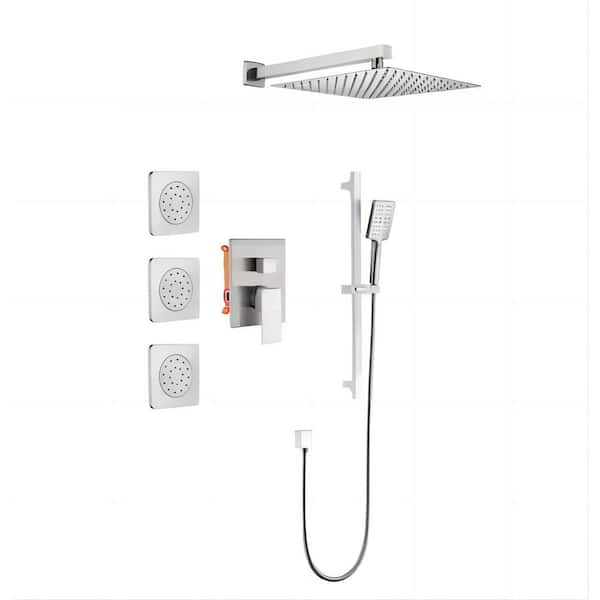 1-Spray Patterns Dual Wall Mount with Shower Head 1.5GPM, in Brushed Nickel