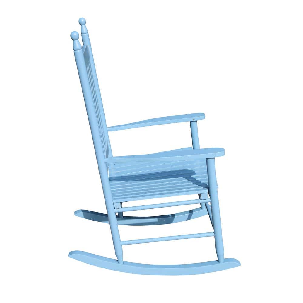 Blue Solid Wood Outdoor Rocking Chair with Arms