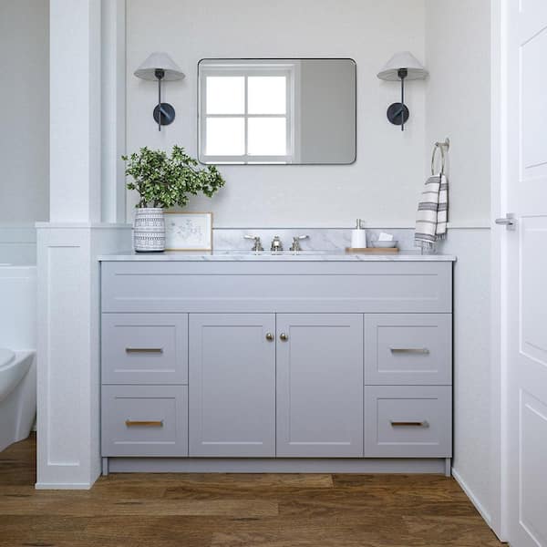 ARIEL Hamlet 55 in. W x 22 in. D x 36 in. H Bath Vanity in Grey with ...