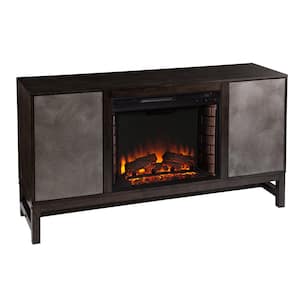 Limonara 54.25 in. Electric Fireplace in Brown and Antique Silver