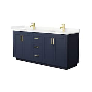 Miranda 72 in. W x 22 in. D x 33.75 in. H Double Bath Vanity in Dark Blue with Giotto Quartz Top