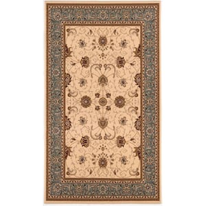 Majestic Cream Blue 5 ft. 3 in. x 7 ft. 5 in. Traditional Area Rug