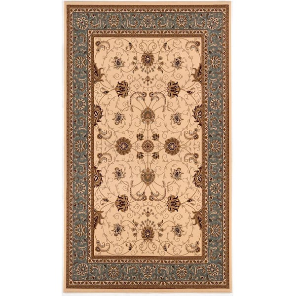 Rug Branch Majestic Cream Blue 7 ft. 9 in. x 10 ft. 8 in. Traditional Area Rug Large