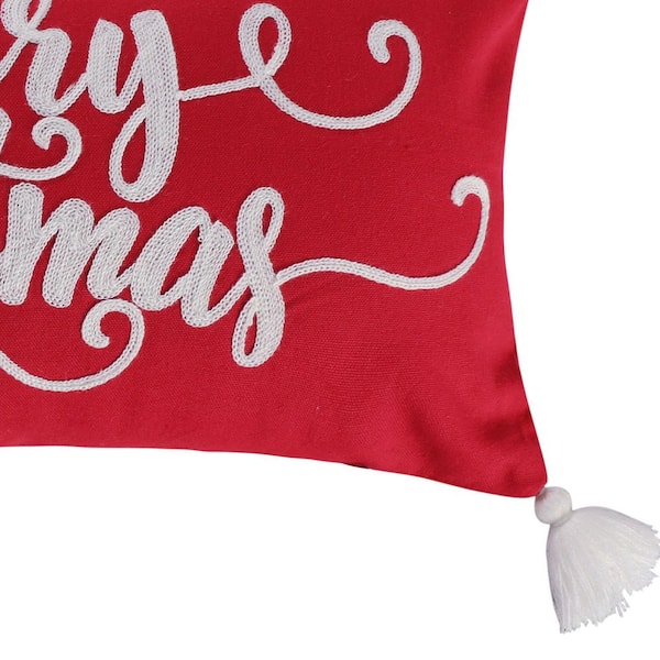 Red merry christmas discount pillow