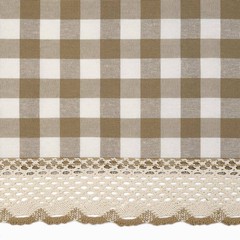 Taupe and Ivory Buffalo Check Rod Pocket Valance