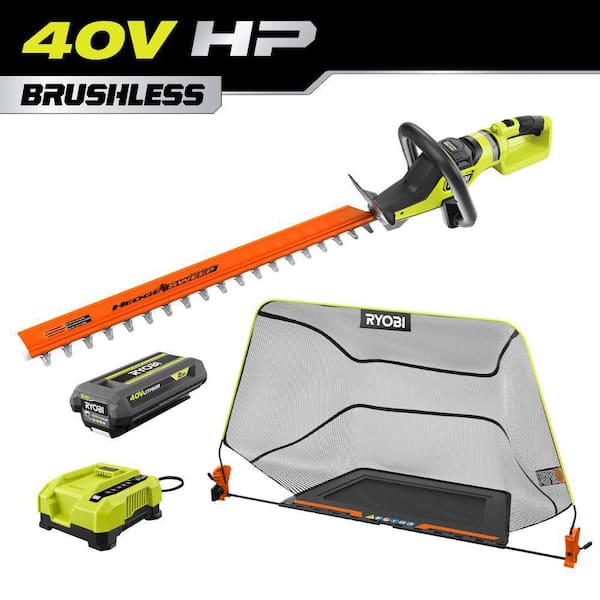 40V HP Brushless 26 in. Cordless Battery Hedge Trimmer with Debris Collector and 2.0 Ah Battery and Charger
