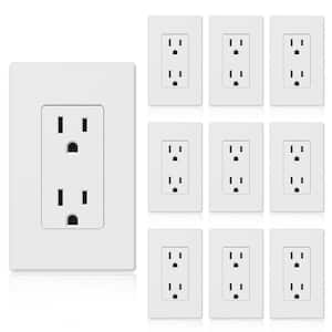 15A/125-Volt, Standard Wall Receptacle Outlet with Wall Plate, 2-Pole, Non- Tamper Resistant in Matte White - (10-Pack)