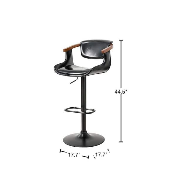 Deluxe Work Stool with Adjustable Arms - Vinyl, Black H-6991BL - Uline