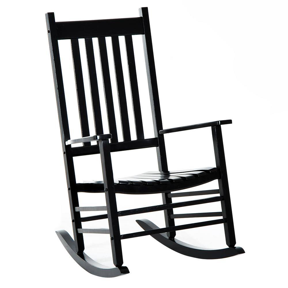Smooth Rocker Chair Sudzendf Patio Wood Rocking Chair with Smooth Armrests Black Outdoor ...