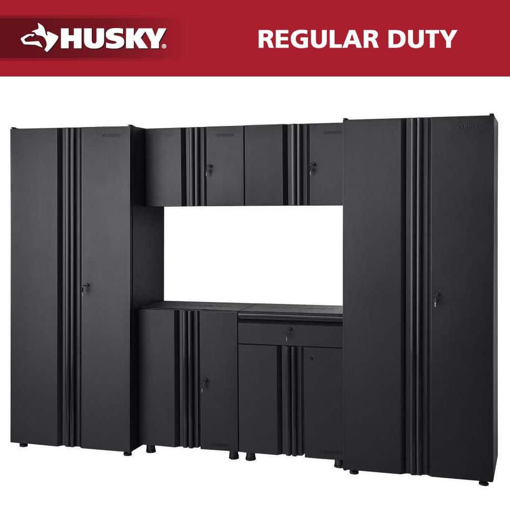 Husky System Husky 6-Piece Regular Duty Welded Steel Garage Storage System in Black ...
